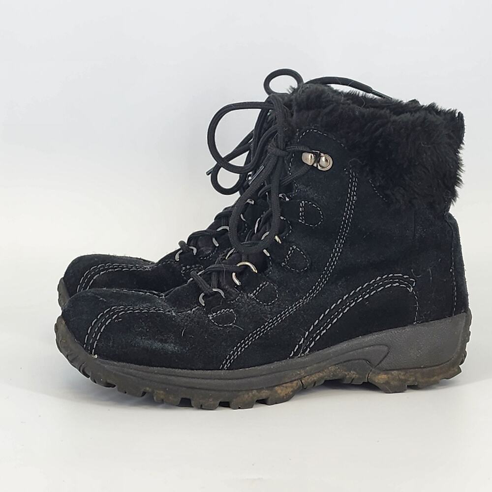 Earth Spirit Women’s 8 Black Suede Lace-Up Ankle Boots Winter Hiking Outdoor